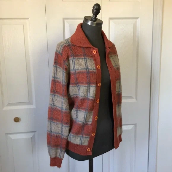 Vintage Plaid Lord Clayton Cardigan, Size M - Picture 3 of 5